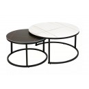 Комплект SIGNAL FERRANTE B (2 стола журнальных) белый мрамор/черный мрамор/черный мат